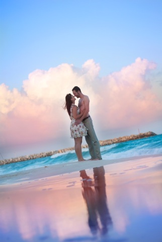 A happy couple on beach